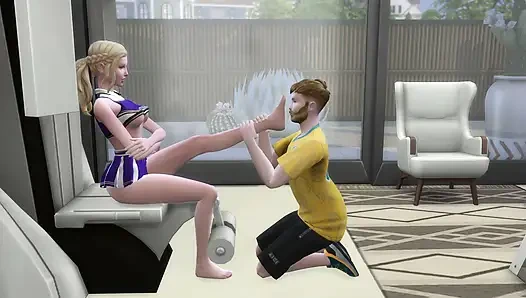 Studentin schließt sich dem Team an und wird vom trainer im fitnessstudio gefickt. Die Sims