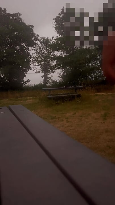 Standing naked in park on benches wanking and twerkin