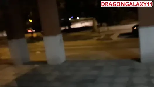 (risky public) Latina college flashing tits in the street and jerk off