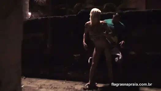 Couple fucking at night on the beach sand