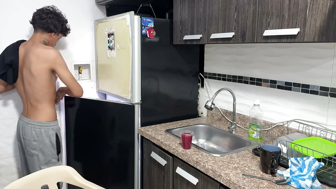 While my boyfriend's cuckold is outside my stepbrother comes into my room to fuck me and cum inside me