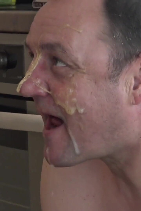 Two Nasty Femdoms Spitting Into Slave's Mouth