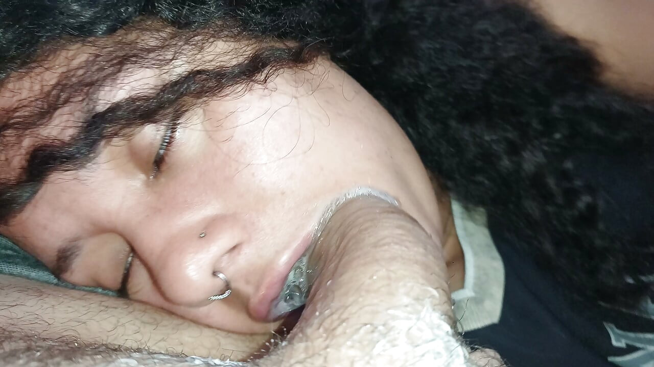 POV: Underneath the cuckold's balls, heavy with lust, that little mouth sucks him to orgasm.