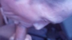 Back seat blowjob cum in mouth swallow