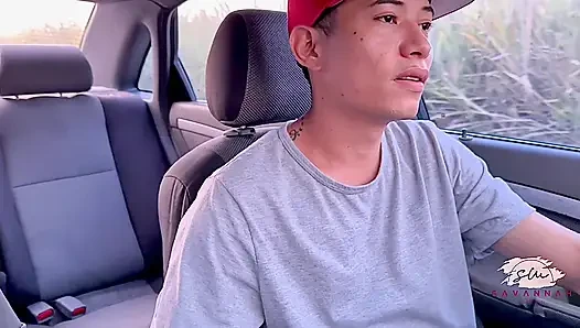 The gorgeous Savannah Watson having sex in a car outdoors with a fan