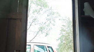 Gangstazz at the Cabin. Big ass, big Belly balls hanging, dildo