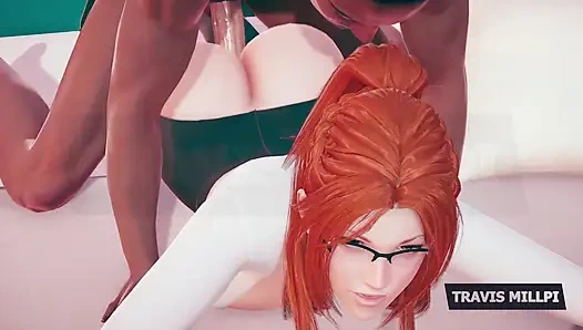 Мясистая рыжая профессор заползает в ваш офисный очки фантазии на, рубашка тугая, отношение шаловливая