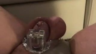 Caged and driping Cum