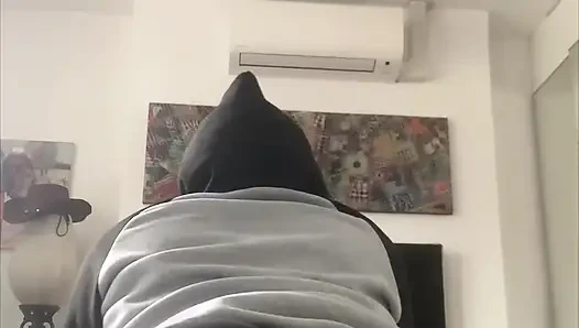 Watch Me Practice Pillow Humping & Twerking From Behind With Cock and Balls Showing Through Underwear