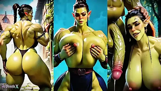 Orc wanita semok memuja kontol besar pria orc - seks anal ganas pmv (animasi 4k ai)