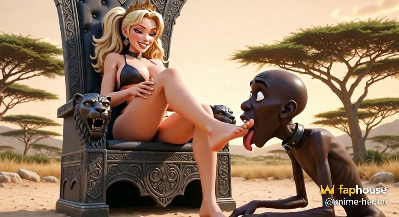 Femdom di Afrika - Puan Membuat Hamba Afrika Menjilat Kakinya