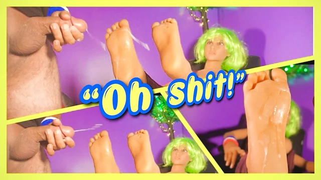 Screaming Cumshot All Over My Dolls Soles !