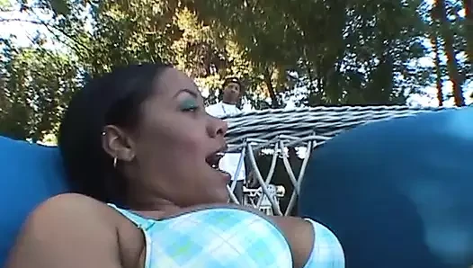 Lawn fucking between black couple