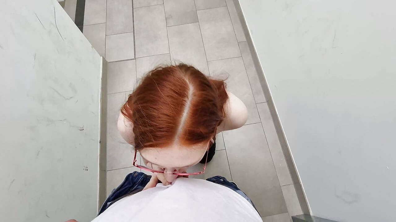 Shy redhead sucks in parking garage and is surprised