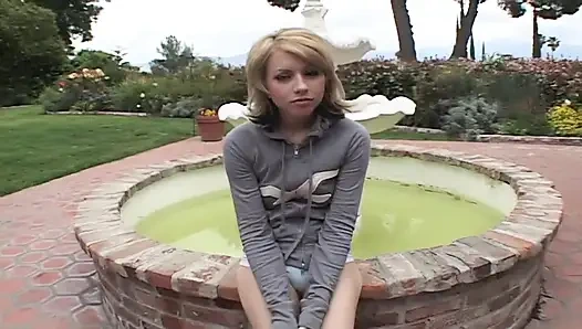 Skinny blonde sucks huge cocks then gets fucked to a mouth cumshot