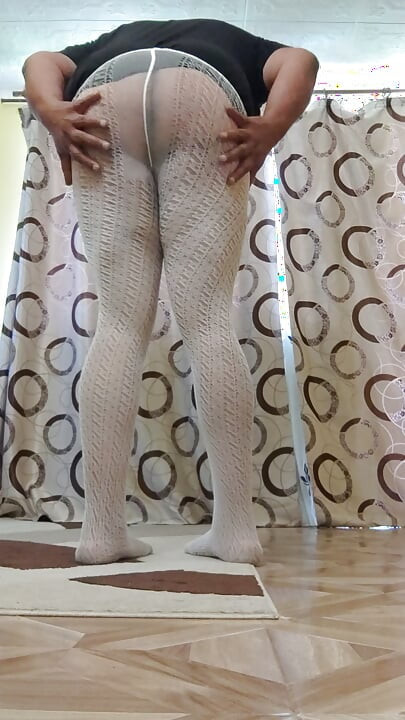 New pair of white teen pantyhose