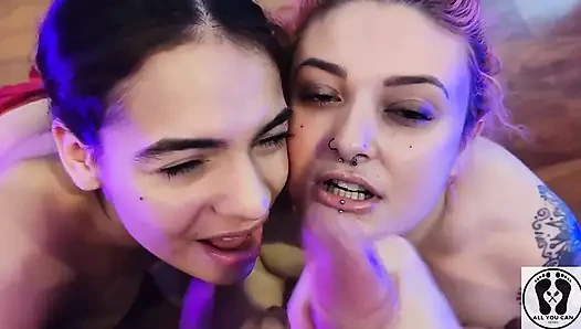 Desperate Roommate Has Double Blowjob Facial Cum