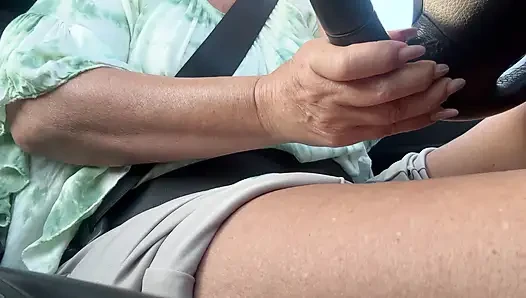 Sexy wife in the morning on her way to work