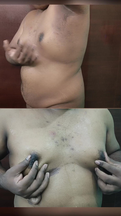 Erotic armpit and slapping boobs