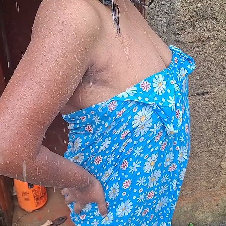 Hot Step Mom Bathing Outdoor