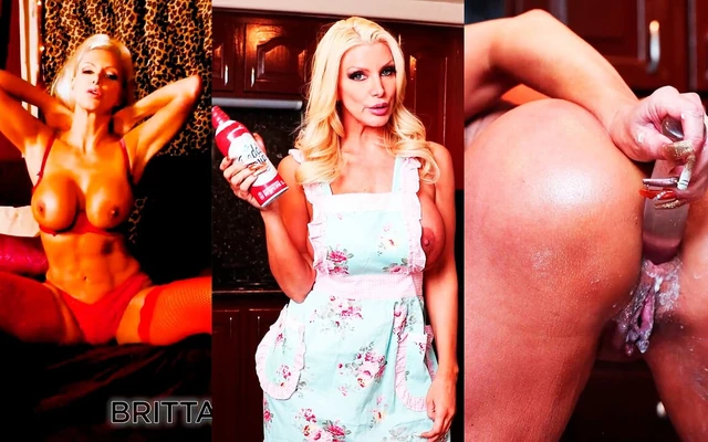 Dirty Blonde Goddess Brittany Andrews Rubs Her Pussy and Tits with Cream!