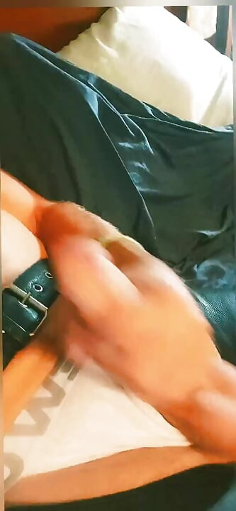 Unloading my balls in a pair of leather chaps