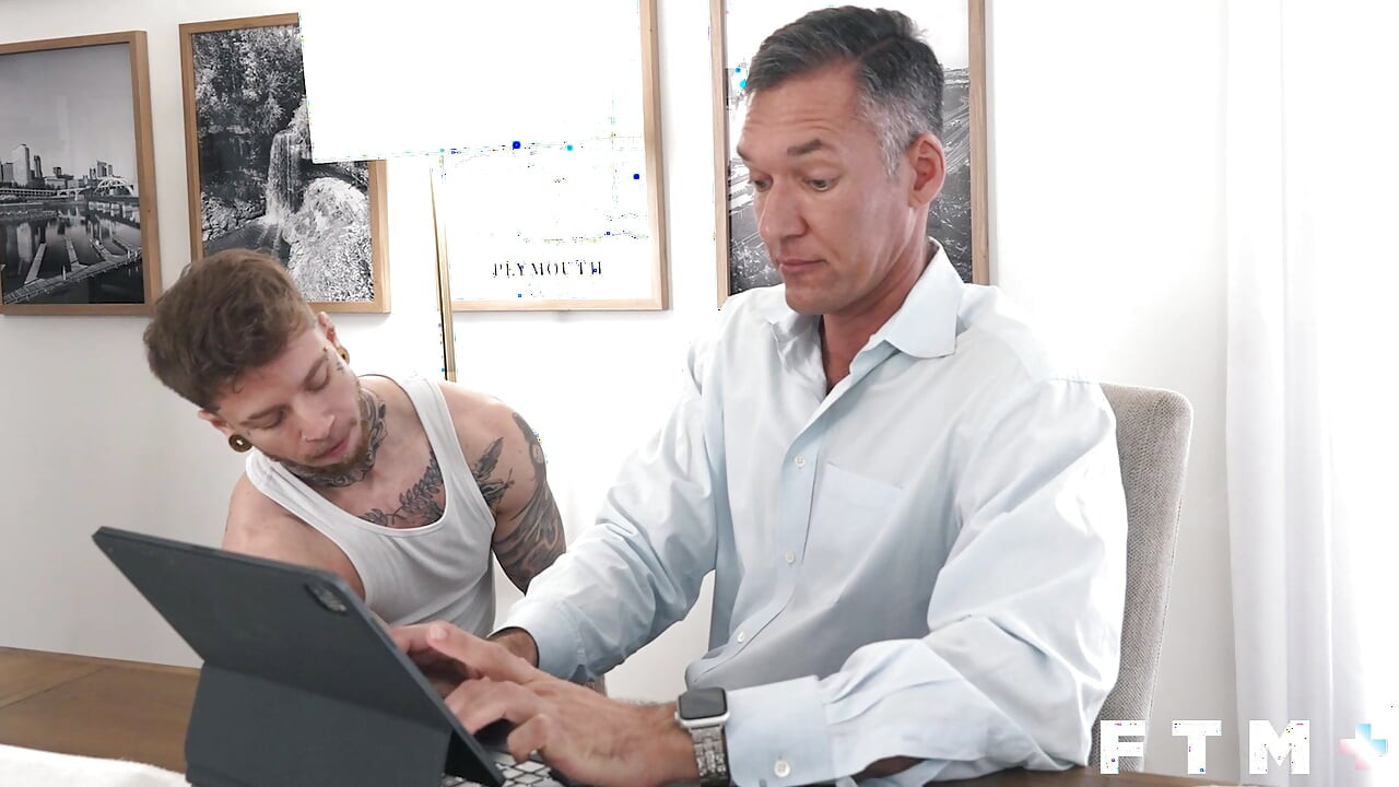 Hairy DILF Silver Steele has FTM gay sex w Atlas Alexander