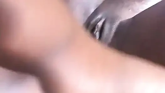 Young hottie in fishnets loves riding black cock outdoors