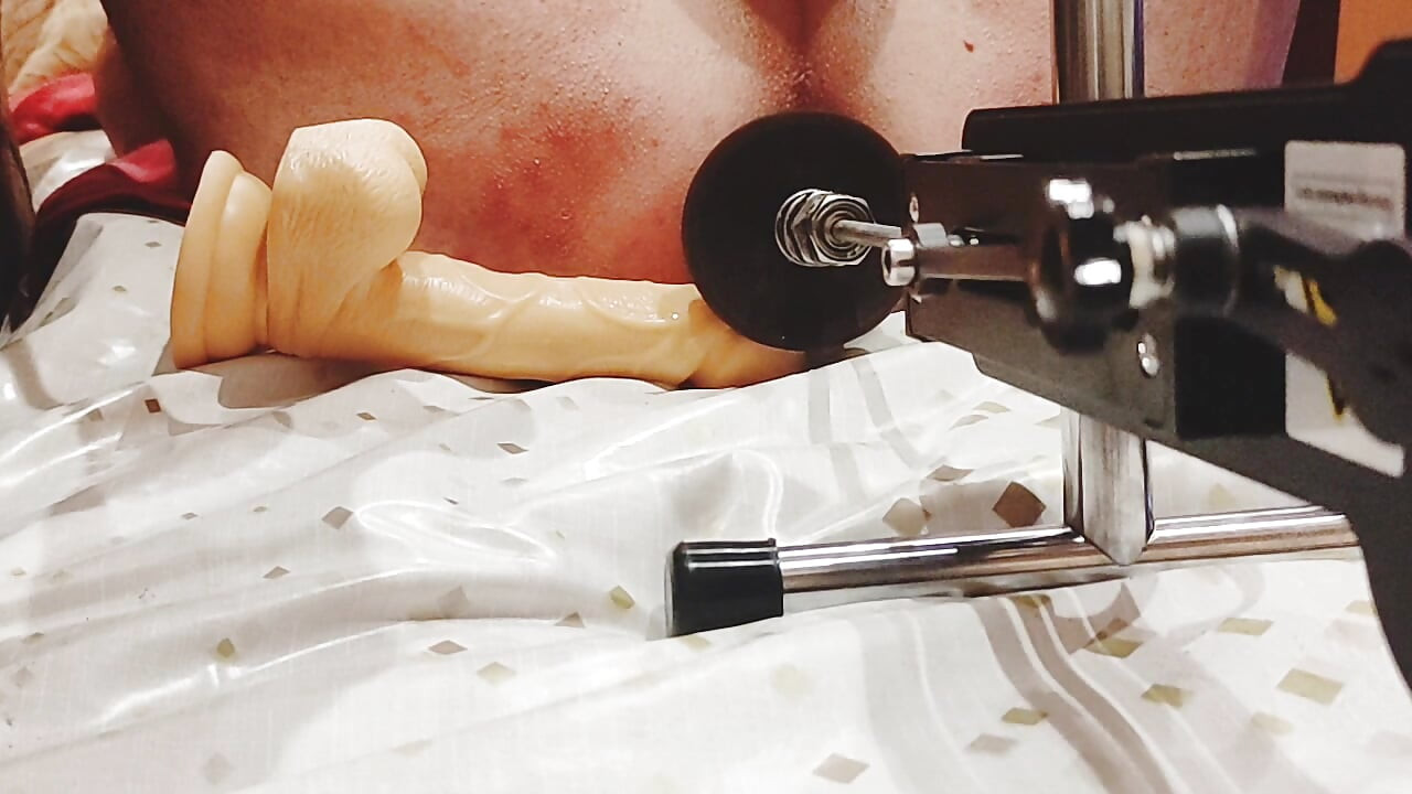 Machine fuck for big dildo 28 cm, double anal