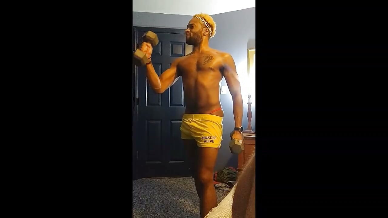 Kennie Jai Works Out in Front of Roommate...and Things Start to Heat up Real Quick!!