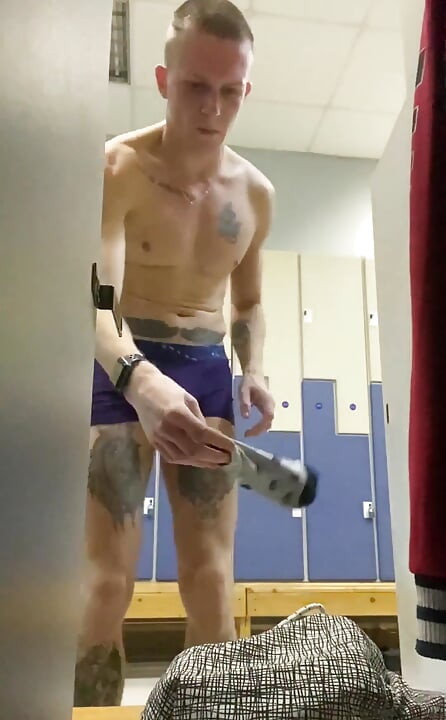 After a very intense workout, I undressed in the locker room and got a little horny