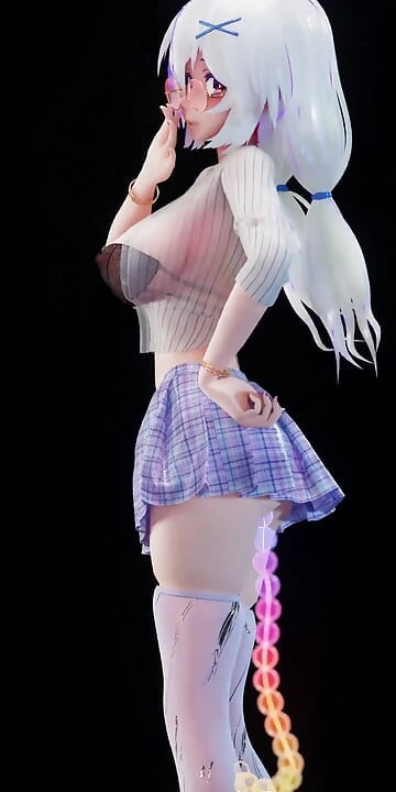 Numer telefonu wtyczka analna; Łańcuch koraliek; Ultra krótka spódnica z gołym dnem; Białe pończochy