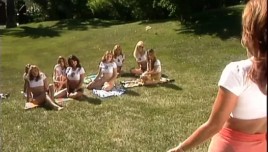 Outdoor Vintage Fuck for a Girl Riding a Big Hard Cock on the Grass