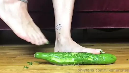 Toenails scratching cucumber