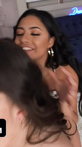Unforgettable moment from "StayHomePOV - Buxom Latinas Sharing Lucky Stud - Full Video"