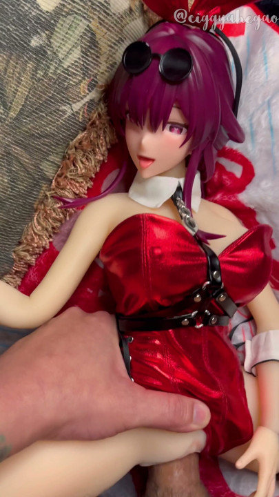 Red Bunny Suit Kafka Gets Her Waifu Pussy Fucked & Bred 65cm Mini Silicone Hentai Sex Doll Kemelias | Clip 1