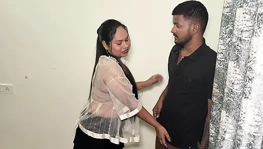He stopped his wife from going to the office and fucked her.