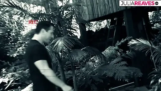 Hot girl eats cum after sucking and riding a huge cock ooutdoors