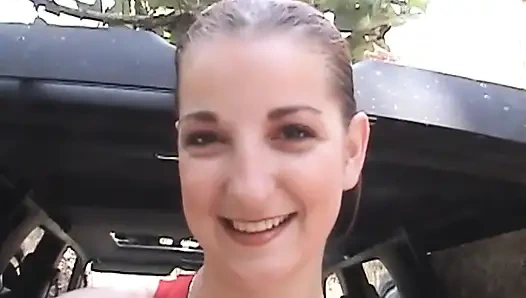 Young slut sucks a man in the country