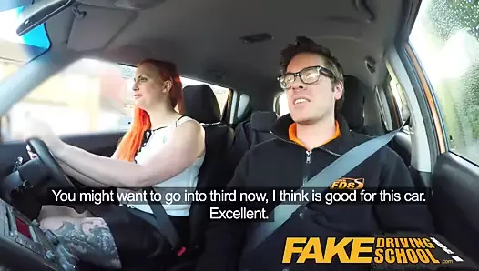 Fake Driving School Redhead lusts after instructors big cock