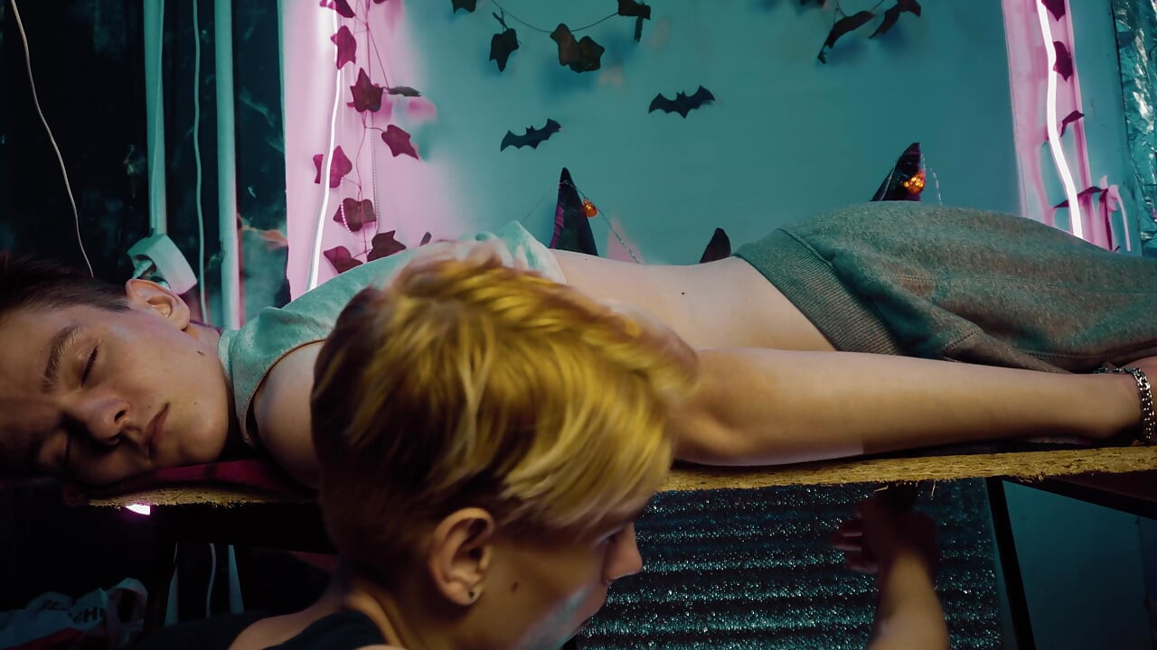 Hard cock during massage session