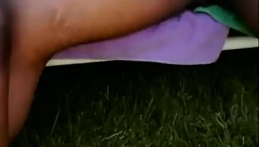 Hard black pussy licking in the garden...cum in mouth