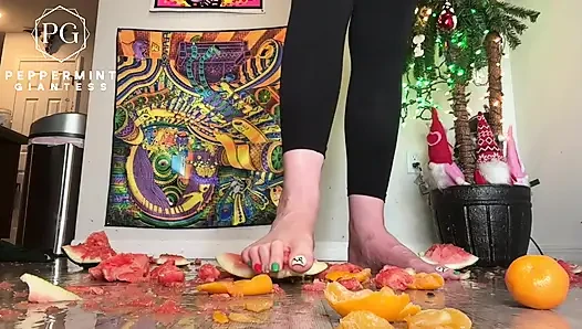 67 raksasa ukuran 16 slo-mo foot crush slow mo oranges & watermelon destruction