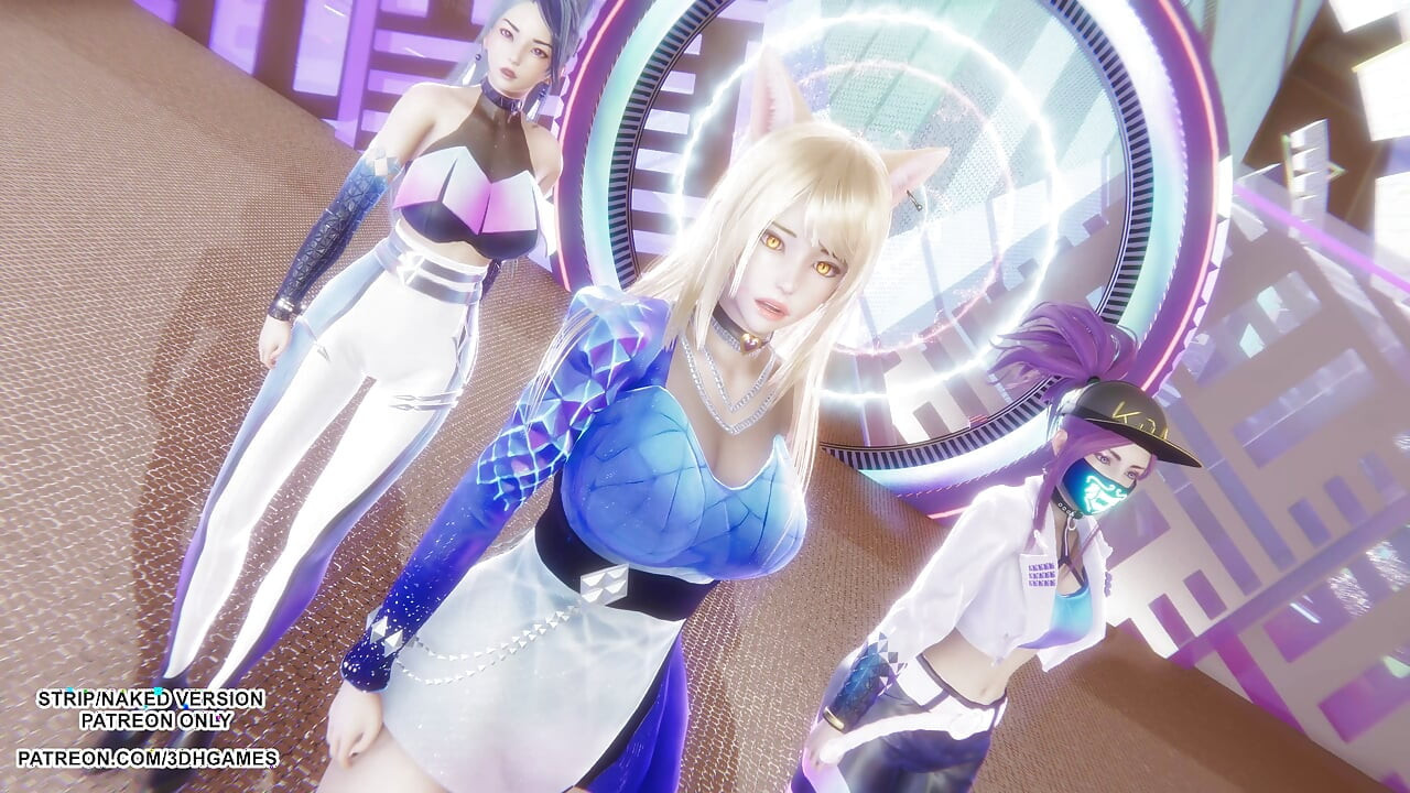 MMD KPop Demon Hunters - HUNTRX - Golden Ahri Akali Kaisa Sexy Kpop Dance League of Legends Hentai usensurert 4K 60FPS