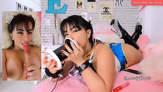 ASMR PORN INTENSE CHUN LI COSPLAY EMANUELLY RAQUEL EAR LICKING AHEGAO BLOWJOB AND TITSFUCK