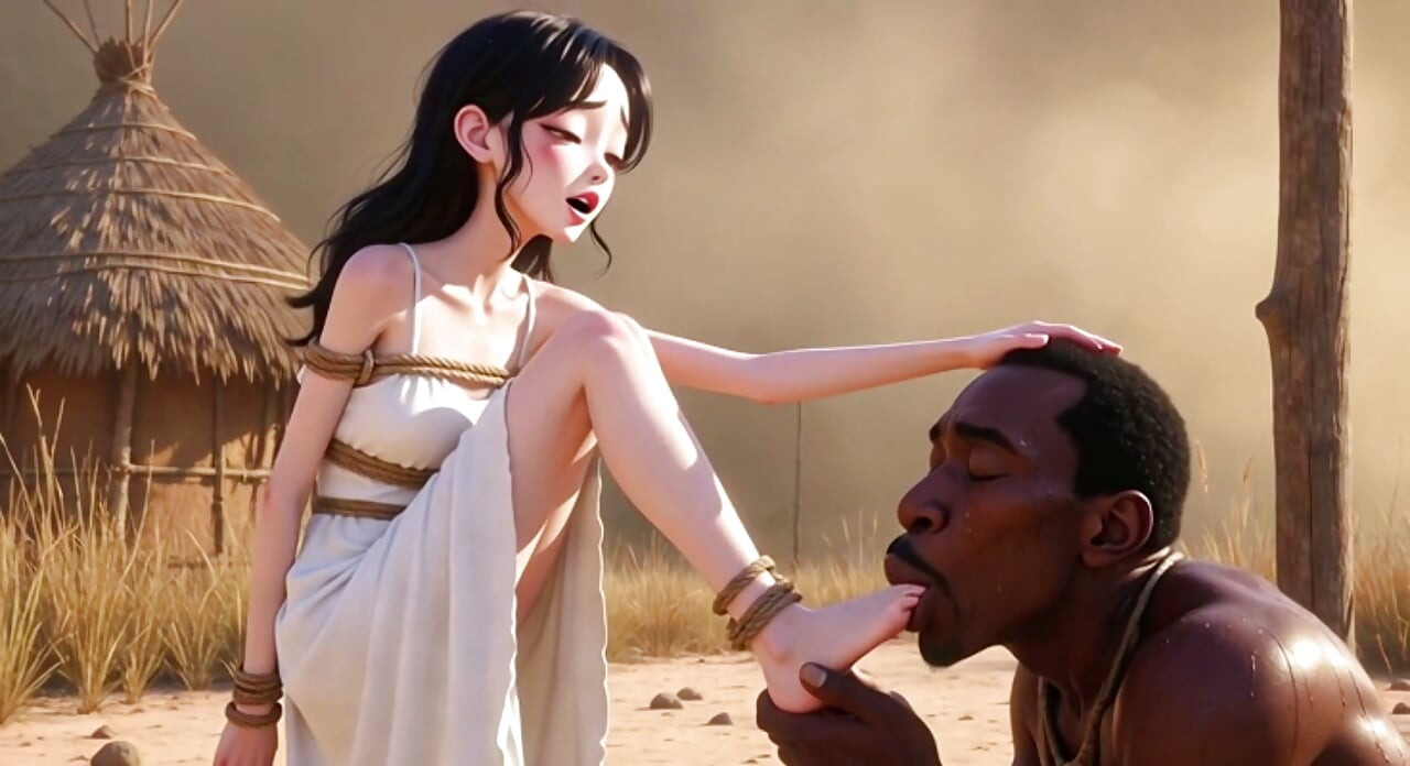 White Woman Tied in Africa - African Man Licking Her Feet