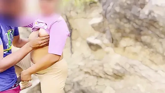 Cute school gril fuck her tight pussy in jungle outdoor xxx video, viral mms