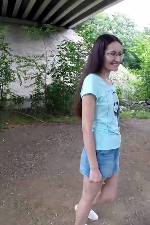 Diana Wears No Panties so She Can Pee Outdoor - Pissing in a Glass in the Middle of the Living Room