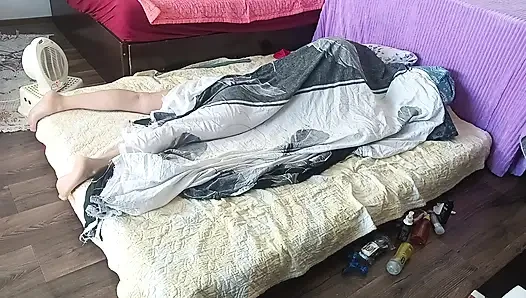 Foreplay in the bedroom with an amateur couple. Amateur MILF does naked ...