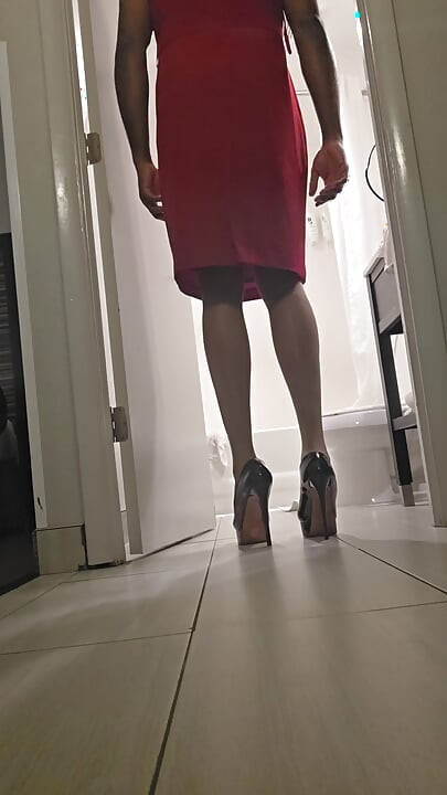 Red dress and heels